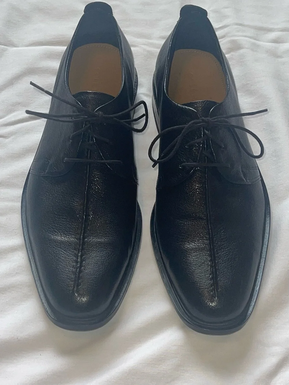 Cole Haan Black Leather Derby Lace-Up Shoes